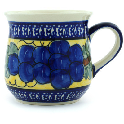 Polish Pottery Cup 10 oz Tuscan Grapes