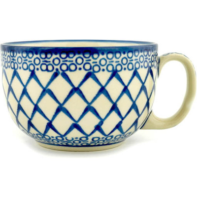 Polish Pottery Cup 13 oz Blue Harmony