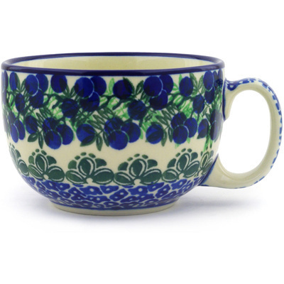 Polish Pottery Cup 13 oz Blueberry Fields Forever