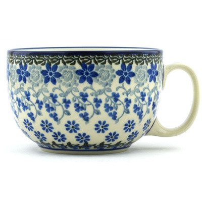 Polish Pottery Cup 13 oz Daisy Blues