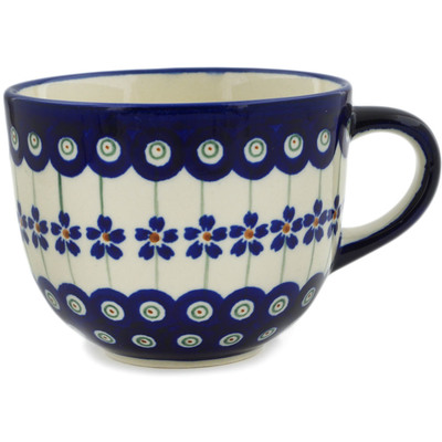 Polish Pottery Cup 13 oz Flowering Peacock