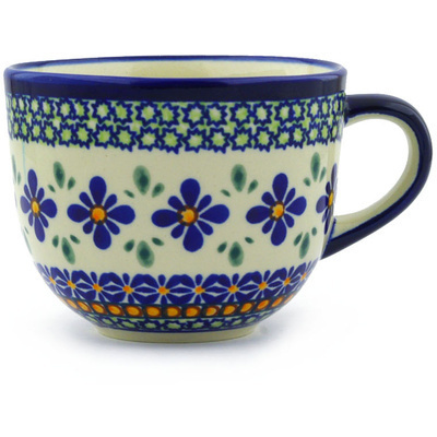 Polish Pottery Cup 13 oz Gingham Flowers