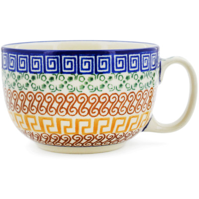 Polish Pottery Cup 13 oz Grecian Sea