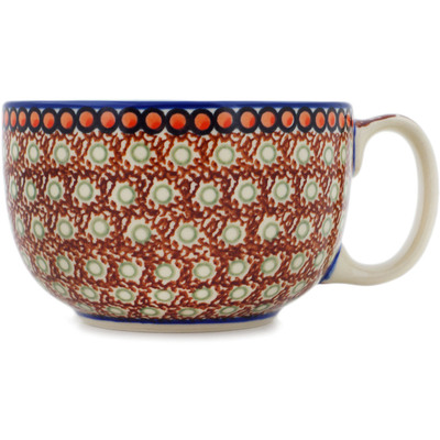Polish Pottery Cup 13 oz Rich Mocha UNIKAT