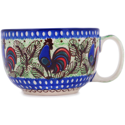 Polish Pottery Cup 13 oz Rooster Row UNIKAT