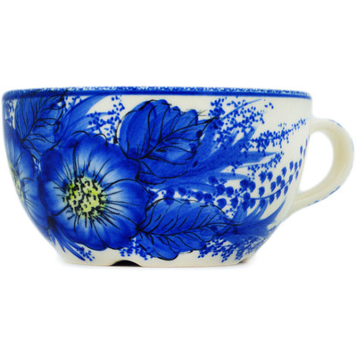 Polish Pottery Cup 14 oz Blue Poppy Dream