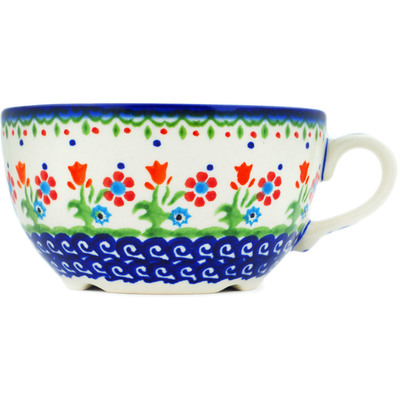 Polish Pottery Cup 14 oz Spring Flowers