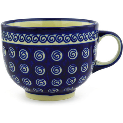 Polish Pottery Cup 17 oz Cobalt Swirl