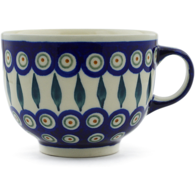 Polish Pottery Cup 17 oz Peacock Leaves