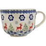 Polish Pottery Cup 17 oz Ring Around The Reindeer