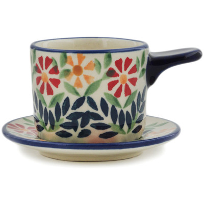 Polish Pottery Cup 2 oz Wave Of Flowers