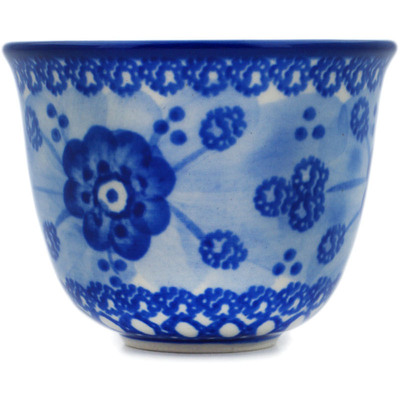 Polish Pottery Cup 3 oz Blue Poppy Circle UNIKAT