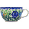 Polish Pottery Cup 3 oz Brilliant Blue Rose UNIKAT