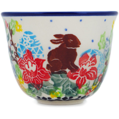Polish Pottery Cup 3 oz Chocolate Bunny UNIKAT