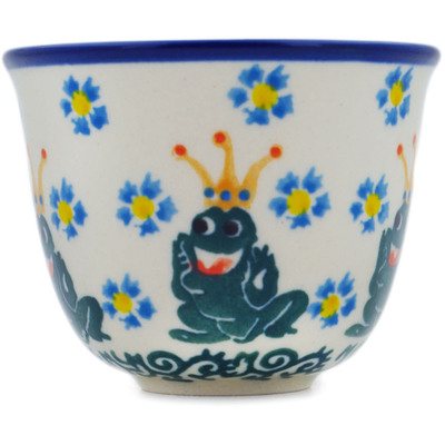 Polish Pottery Cup 3 oz Frog Prince UNIKAT