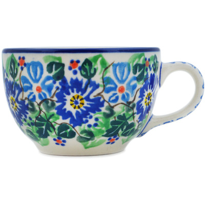 Polish Pottery Cup 3 oz Morning Glory Wreath UNIKAT