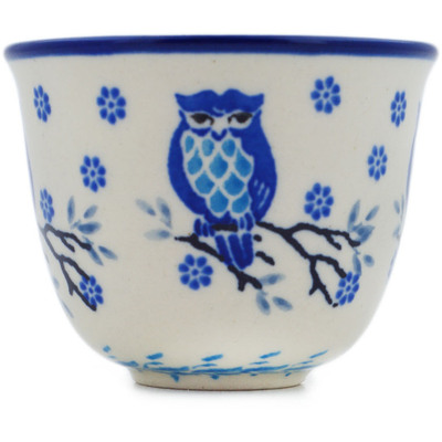 Polish Pottery Cup 3 oz Owl Kingdom UNIKAT