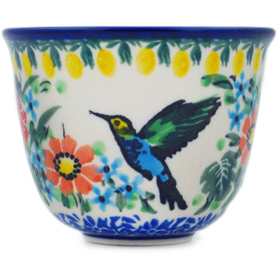 Polish Pottery Cup 3 oz Solo Hummingbird UNIKAT