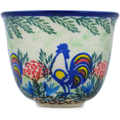 Polish Pottery Cup 3 oz Summer Rooster UNIKAT