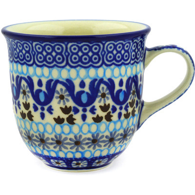 Polish Pottery Cup 6 oz Blue Ice