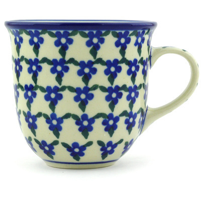 Polish Pottery Cup 6 oz Blue Mandala