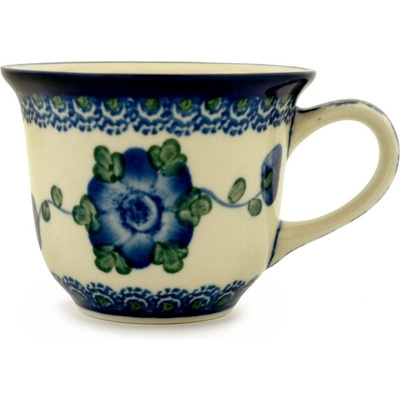 Polish Pottery Cup 6 oz Blue Poppies