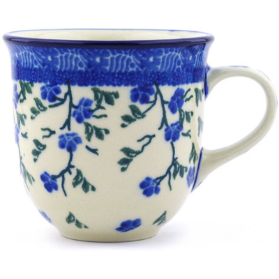 Polish Pottery Cup 6 oz Cascading Blue Blossoms