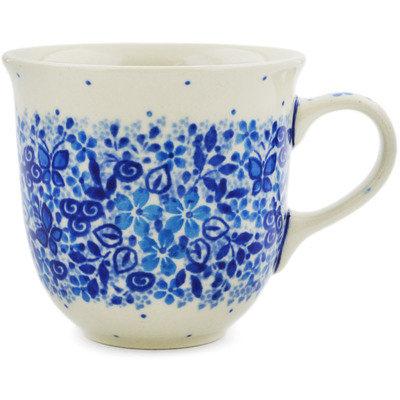 Polish Pottery Cup 6 oz Delicate Blue UNIKAT