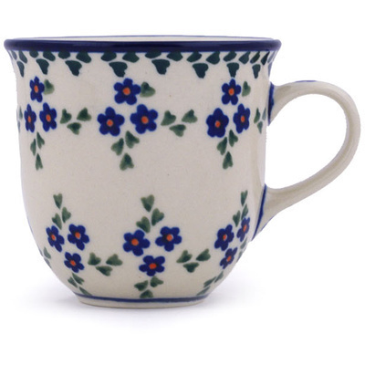 Polish Pottery Cup 6 oz Forget Me Not Chain