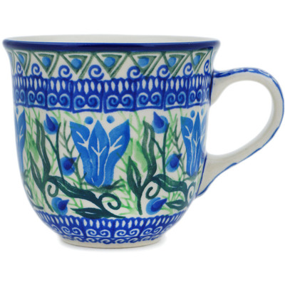 Polish Pottery Cup 6 oz Gentian Wreath UNIKAT