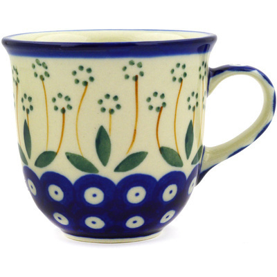 Polish Pottery Cup 6 oz Pushing Daisy Peacock