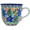 Polish Pottery Cup 6 oz Sapphire Lilies UNIKAT