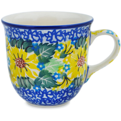 Polish Pottery Cup 6 oz Sunflower Surprise UNIKAT