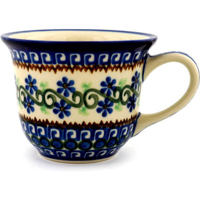Polish Pottery Cup 6 oz Woven Pansies