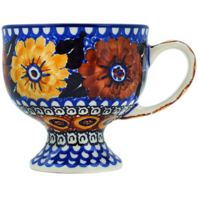 Polish Pottery Cup 7 oz Autumn Chrysanthemums UNIKAT
