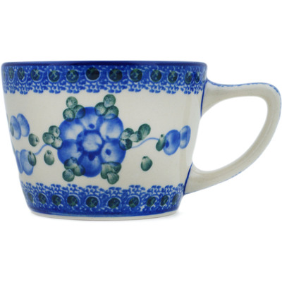 Polish Pottery Cup 7 oz Blue Poppies