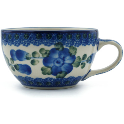 Polish Pottery Cup 7 oz Blue Poppies