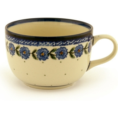 Polish Pottery Cup 7 oz Blue Vine Waltz