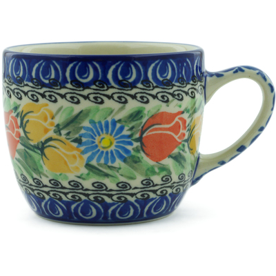 Polish Pottery Cup 7 oz Breathtaking Tulips UNIKAT