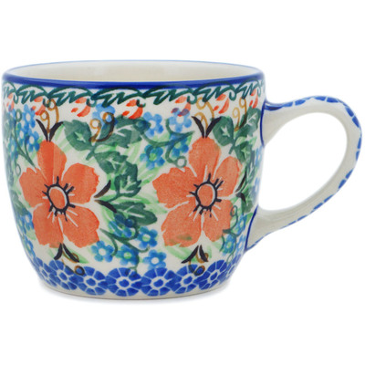 Polish Pottery Cup 7 oz Brilliant Pansy UNIKAT