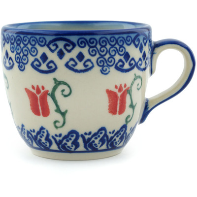 Polish Pottery Cup 7 oz Butterfly Tulips