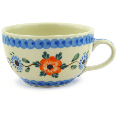 Polish Pottery Cup 7 oz Cherry Blossoms