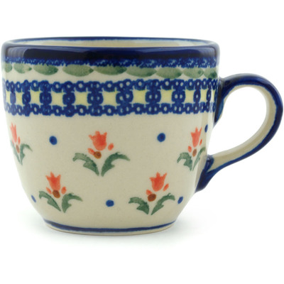 Polish Pottery Cup 7 oz Cocentric Tulips