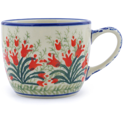 Polish Pottery Cup 7 oz Crimson Bells