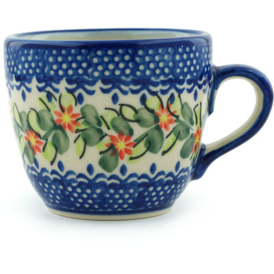 Polish Pottery Cup 7 oz Elegant Garland