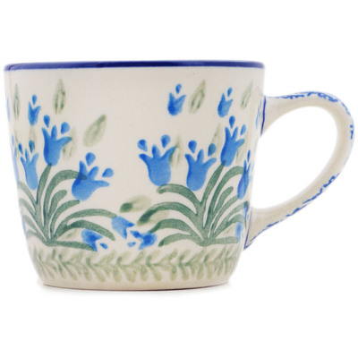Polish Pottery Cup 7 oz Feathery Bluebells