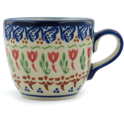 Polish Pottery Cup 7 oz Fluttering Tulips