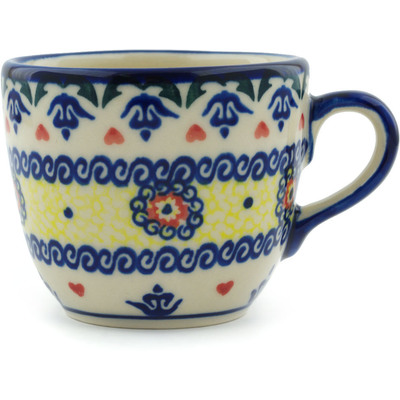 Polish Pottery Cup 7 oz Hearts Around Hearts