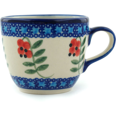 Polish Pottery Cup 7 oz Red Berries