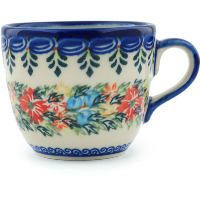 Polish Pottery Cup 7 oz Ring Of Flowers UNIKAT